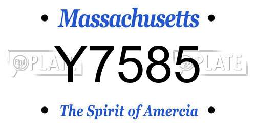 Y7585 Massachusetts License Plate