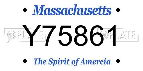 Y75861 Massachusetts License Plate