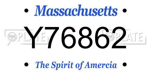 Y76862 Massachusetts License Plate