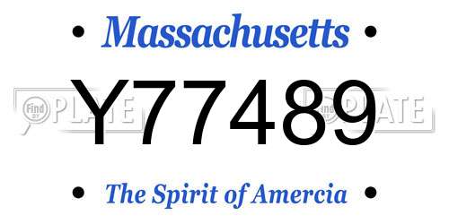 Y77489 Massachusetts License Plate