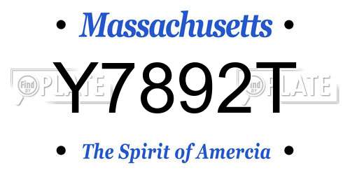 Y7892T Massachusetts License Plate
