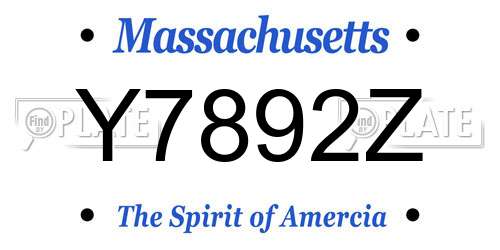 Y7892Z Massachusetts License Plate