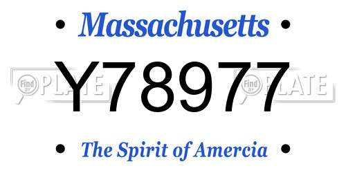 Y78977 Massachusetts License Plate