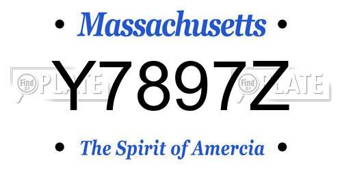 Y7897Z Massachusetts License Plate