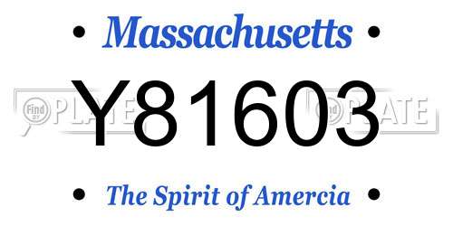 Y81603 Massachusetts License Plate