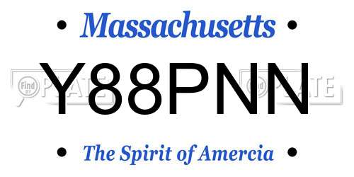 Y88PNN Massachusetts License Plate