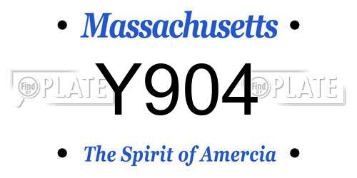 Y904 Massachusetts License Plate