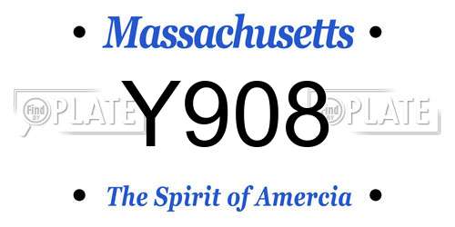 Y908 Massachusetts License Plate