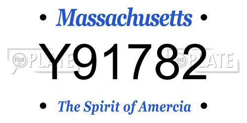 Y91782 Massachusetts License Plate