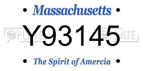 Y93145 Massachusetts License Plate