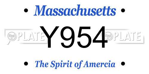 Y954 Massachusetts License Plate