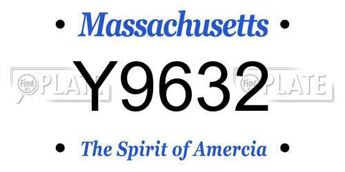 Y9632 Massachusetts License Plate