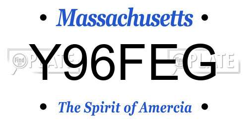 Y96FEG Massachusetts License Plate