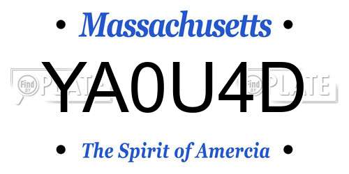 YA0U4D Massachusetts License Plate