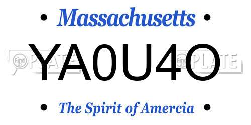 YA0U4O Massachusetts License Plate