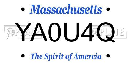 YA0U4Q Massachusetts License Plate