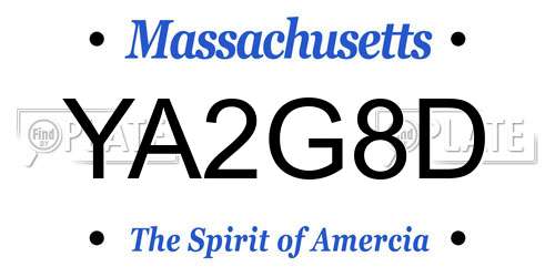 YA2G8D Massachusetts License Plate