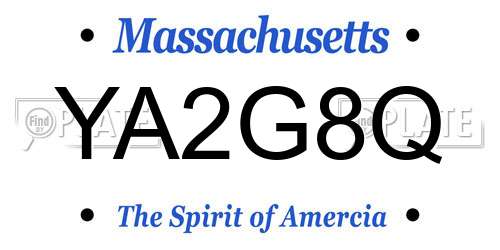 YA2G8Q Massachusetts License Plate