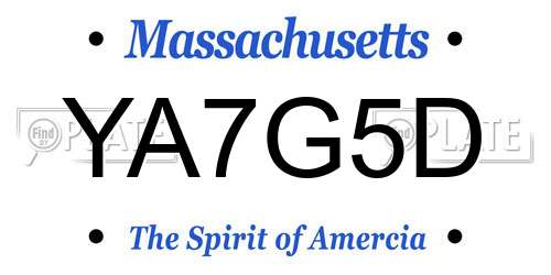YA7G5D Massachusetts License Plate