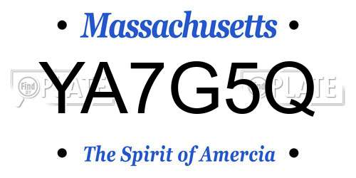YA7G5Q Massachusetts License Plate