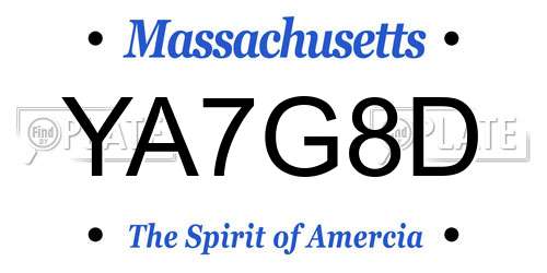 YA7G8D Massachusetts License Plate