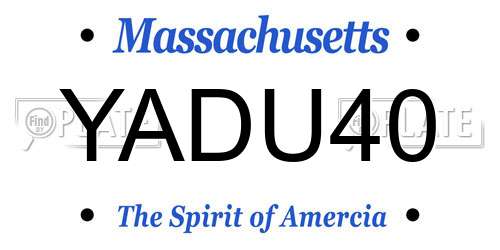 YADU40 Massachusetts License Plate