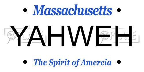YAHWEH Massachusetts License Plate
