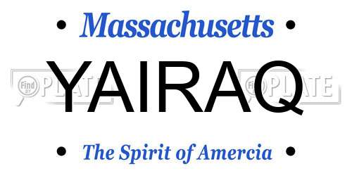 YAIRAQ Massachusetts License Plate