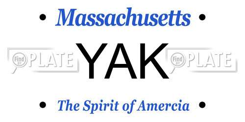 YAK Massachusetts License Plate