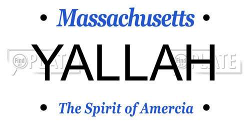 YALLAH Massachusetts License Plate