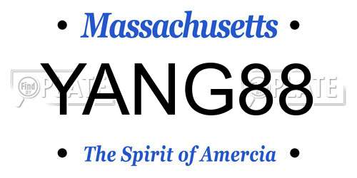 YANG88 Massachusetts License Plate