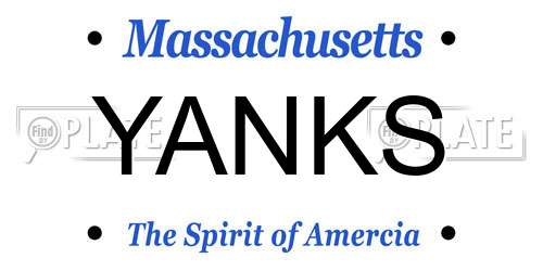 YANKS Massachusetts License Plate