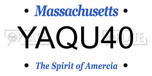 YAQU40 Massachusetts License Plate