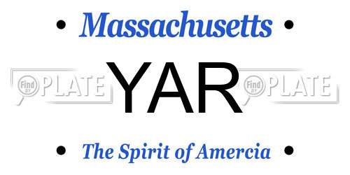 YAR Massachusetts License Plate