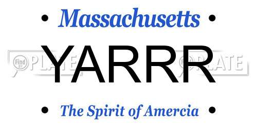YARRR Massachusetts License Plate