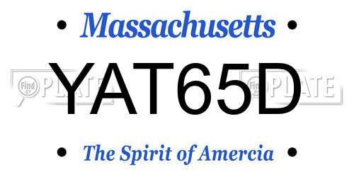 YAT65D Massachusetts License Plate