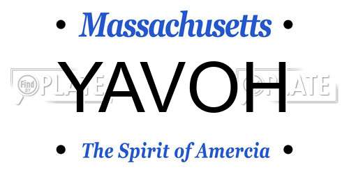 YAVOH Massachusetts License Plate