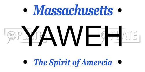 YAWEH Massachusetts License Plate