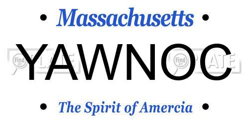 YAWNOC Massachusetts License Plate