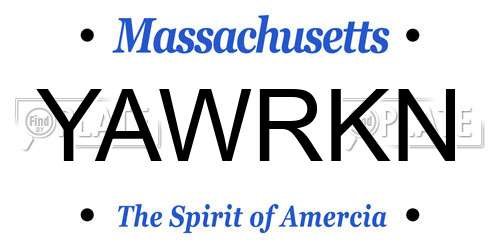 YAWRKN Massachusetts License Plate
