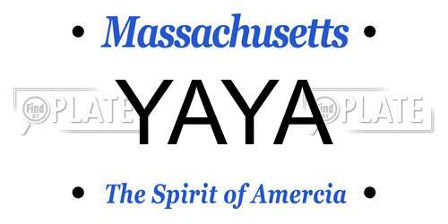 YAYA Massachusetts License Plate