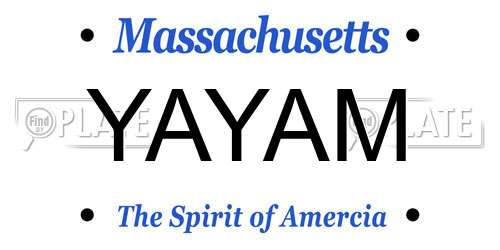 YAYAM Massachusetts License Plate