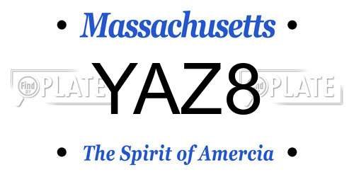YAZ8 Massachusetts License Plate
