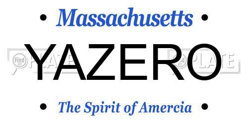 YAZERO Massachusetts License Plate