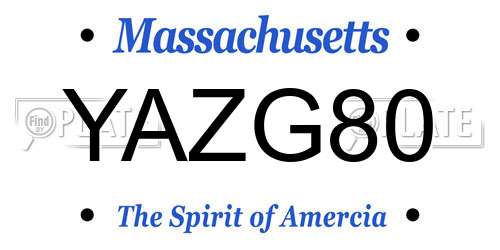 YAZG80 Massachusetts License Plate