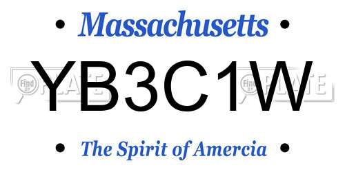 YB3C1W Massachusetts License Plate
