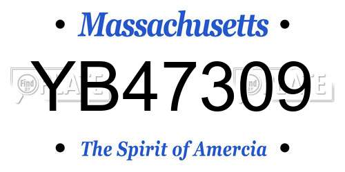 YB47309 Massachusetts License Plate