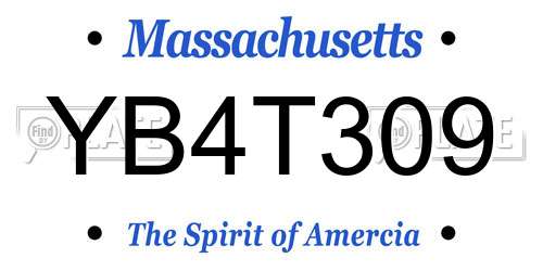 YB4T309 Massachusetts License Plate