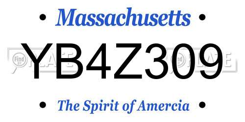 YB4Z309 Massachusetts License Plate
