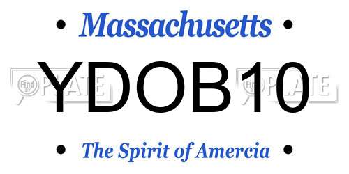 YDOB10 Massachusetts License Plate